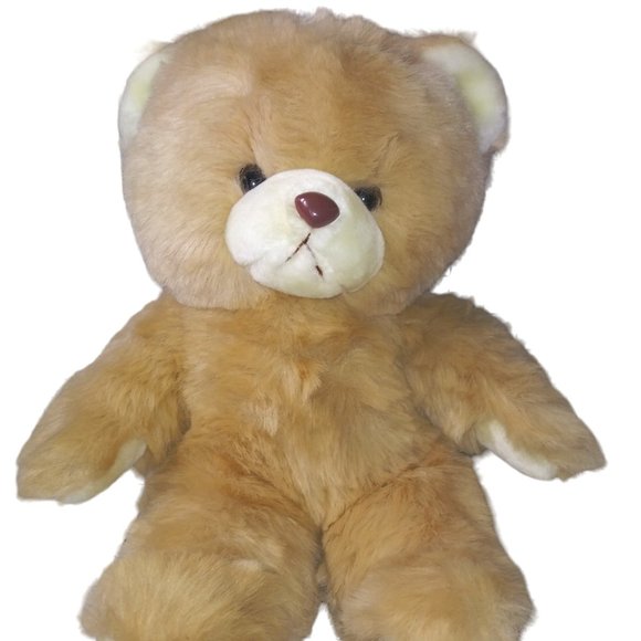 VTG American Wego Inc Tan Bear Stuffed Animal Cuddly Plush 16 Inch Toy 1982 RARE - Picture 1 of 7